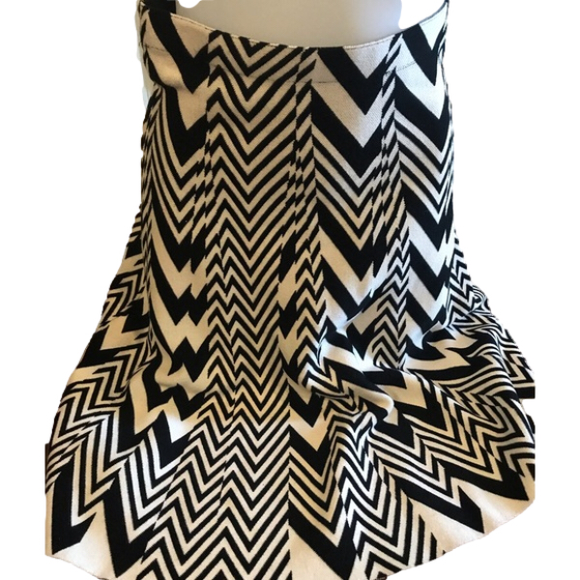 Sioni Black White Zigzag Pattern elastic waistband Midi Skirt size Medium - Picture 1 of 9